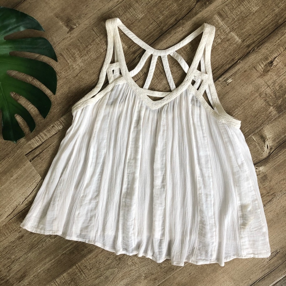Vanessa Virginia Anthropologie Ivory Swing Tank 8